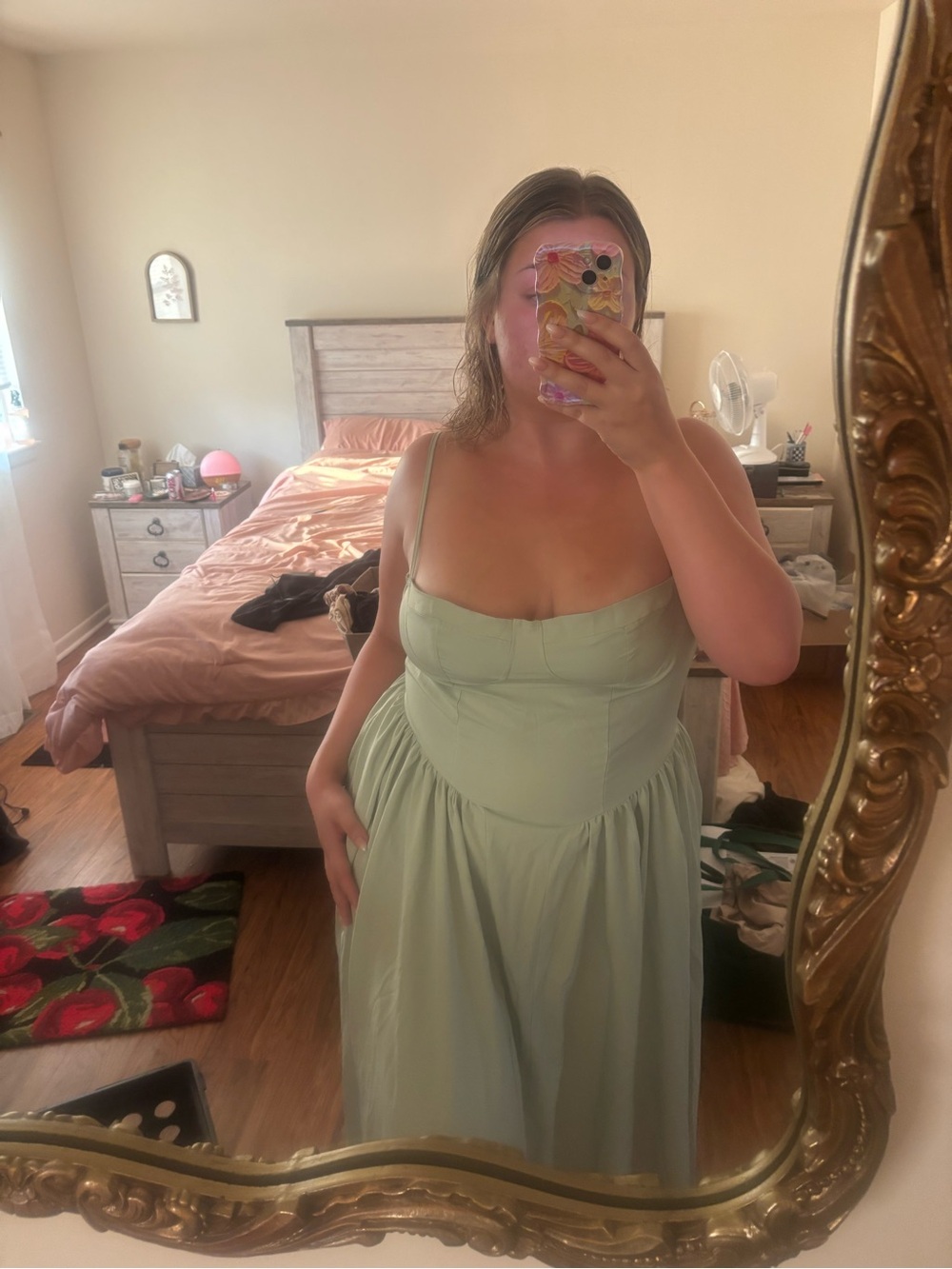 Light Sage Green Maxi Dress with Thin Straps